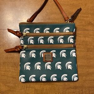 Dooney & Bourke Michigan State Green and White Crossbody Bag